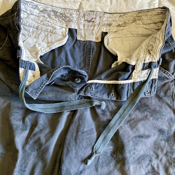 Vtg Y2K Hollister Shorts Mens 36(38) Button Fly Drawstring Cotton Gray Palm Tree - Picture 4 of 14